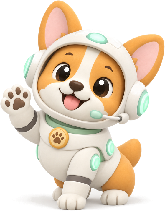 Aura, a mascote do PetCare, acenando